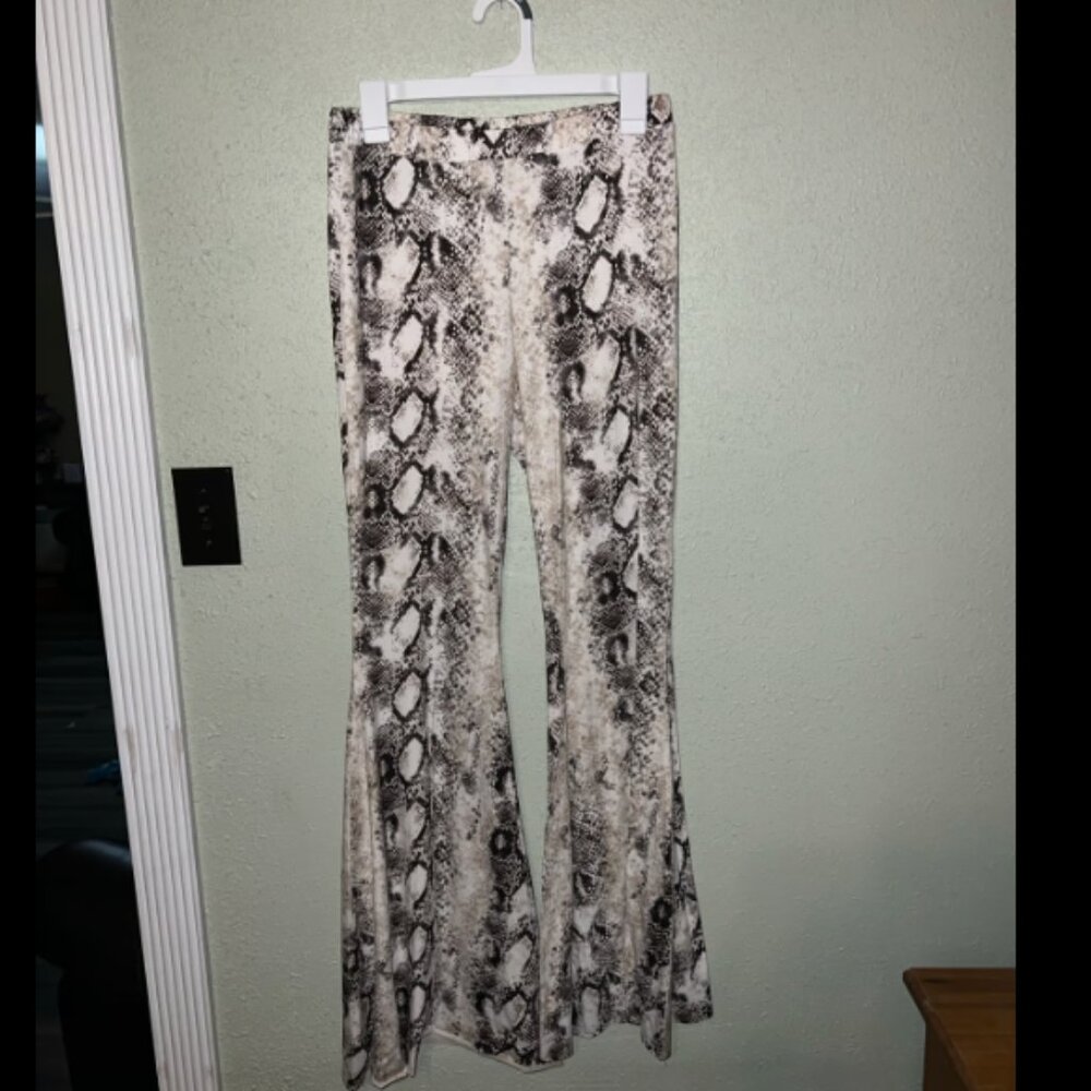 Snakeskin print Bellbottoms
